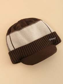 JZML 1pc Men Letter Decor Knit Hat Halloween - Coffee Brown - View 3