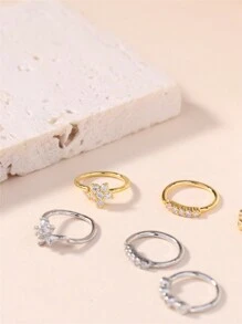 KARYOKO 3 件/1 件 20G 女士鼻环 透明 CZ 软骨鼻环 可爱简约花朵鼻环首饰 银金鼻环 20G 情人节、妈妈、母亲、母亲节、礼物 - Nose Hoop Ring - 查看 4