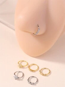 KARYOKO 3 件/1 件 20G 女士鼻环 透明 CZ 软骨鼻环 可爱简约花朵鼻环首饰 银金鼻环 20G 情人节、妈妈、母亲、母亲节、礼物 - Nose Hoop Ring - 查看 1