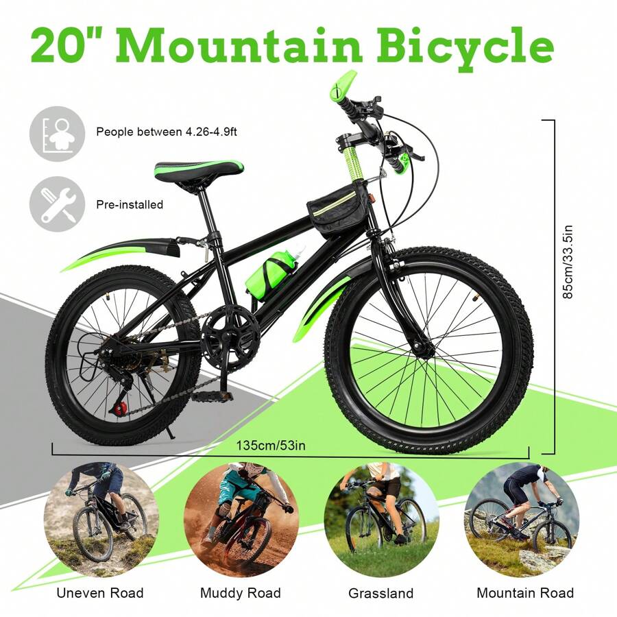 20 Zoll Kinder Fahrrad Jungen Rücktrittbremse Kinderfahrrad MTB Bike 20" Rad - Grün - Übersicht 1