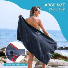 4 Pack Microfiber Camping Towel Quick Dry,Super Absorbent Travel Towel Portable Swimming Towel With Waterproof Towel Bag, Lightweight Boat Towel For RV Sport Gym Beach Pool Family Trip - 6-軍綠 - 查看 3