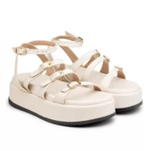 Women's Flat Sandal With Straps And Buckle Details, Summer Launch - 白色 - 查看 1