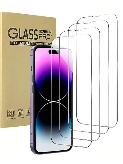 4 Stücke gehärtetes Glas Bildschirmschutz kompatibel mit iPhone 16, 15, 14, 13, 12, 11, Pro, Max, Mini, X, XR, XS, Max, SE 2022, 2020, 7, 8, 6, 6S, 15 Plus, Galaxy, Honor, Redmi. Einfach anzubringen, blasenfrei, robust, kratz- und stoßfest. Geschenk zum Geburtstag, für Familie, Freunde Bildschirmschutz, Handy Zubehör