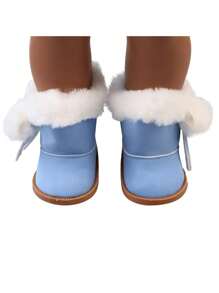 1 paire de bottes d'hiver de 18 pouces pour poupée American Girl, bottes à capuche en peluche, accessoires de poupée, cadeau, jouet, chaussures de poupée blanches de 18 pouces, bottes pour filles, poupées reborn, chaussures de 18 pouces, jouets de bottes