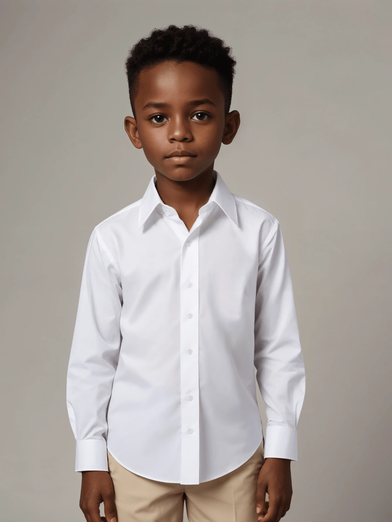 Children's White Long Sleeve Button Down Shirt 100% Cotton - White - View 1
