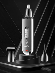 Professional High-Quality Electric Ear And Nose Hair Trimmer, Kemei Km-313 Three In One Sideburns Blade, Eyebrow Trimming And Nose Trimming Device, Nose Shaving Device - Black - View 3