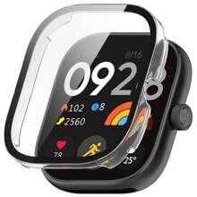 Capa de PC + Vidro Compatível com Xiaomi Redmi Watch 4, Película Anti-Arranhões de Vidro Temperado, Capa Protetora Amortecedora