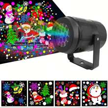 1pc Snowflake Christmas Party Light, Snowflake Projection Light, LED Stage Light, Rotating Christmas Pattern, Outdoor Holiday Lighting, Christmas Decoration, USB Power Cable, Christmas - Black - View 2