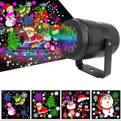 1 雪花圣诞派对灯、雪花投影灯、LED 舞台灯、旋转圣诞图案、户外节日灯饰、圣诞装饰、USB 电源线、圣诞节