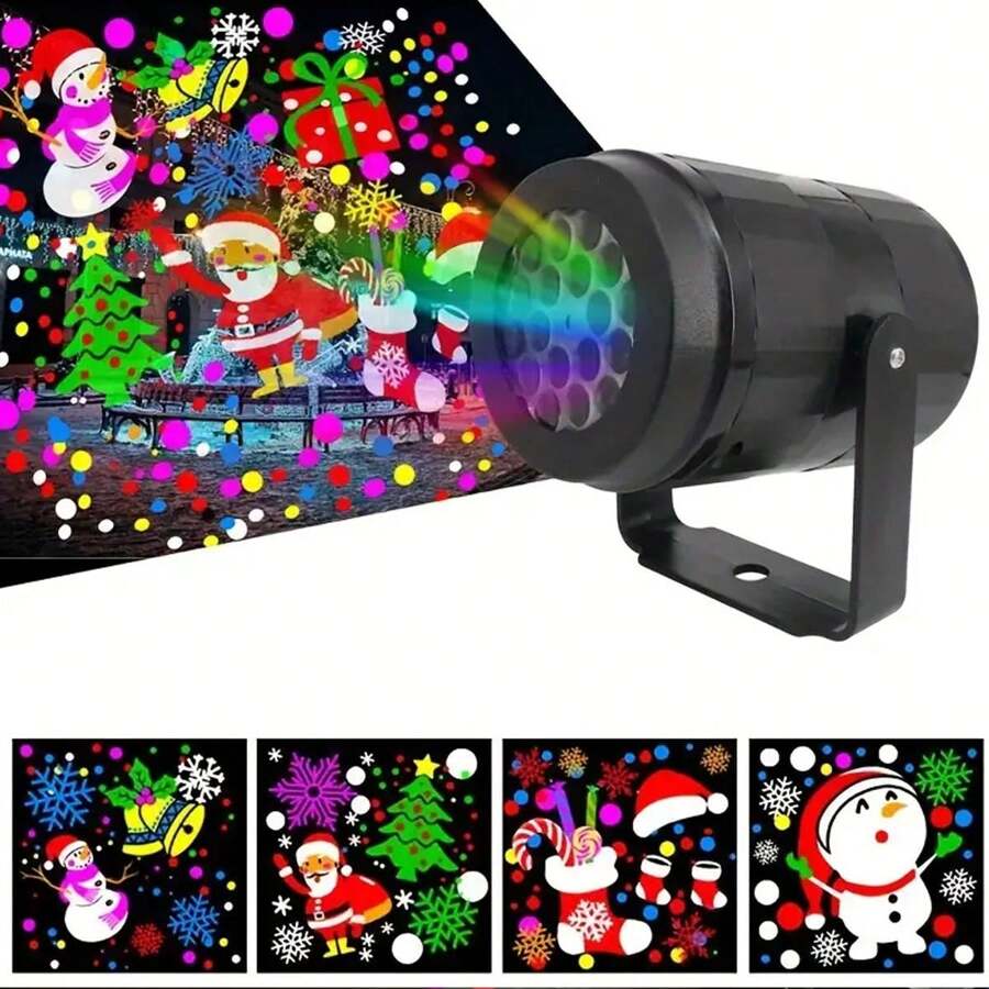 1pc Snowflake Christmas Party Light, Snowflake Projection Light, LED Stage Light, Rotating Christmas Pattern, Outdoor Holiday Lighting, Christmas Decoration, USB Power Cable, Christmas