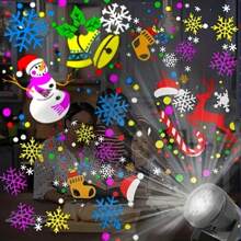1pc Snowflake Christmas Party Light, Snowflake Projection Light, LED Stage Light, Rotating Christmas Pattern, Outdoor Holiday Lighting, Christmas Decoration, USB Power Cable, Christmas - Black - View 8