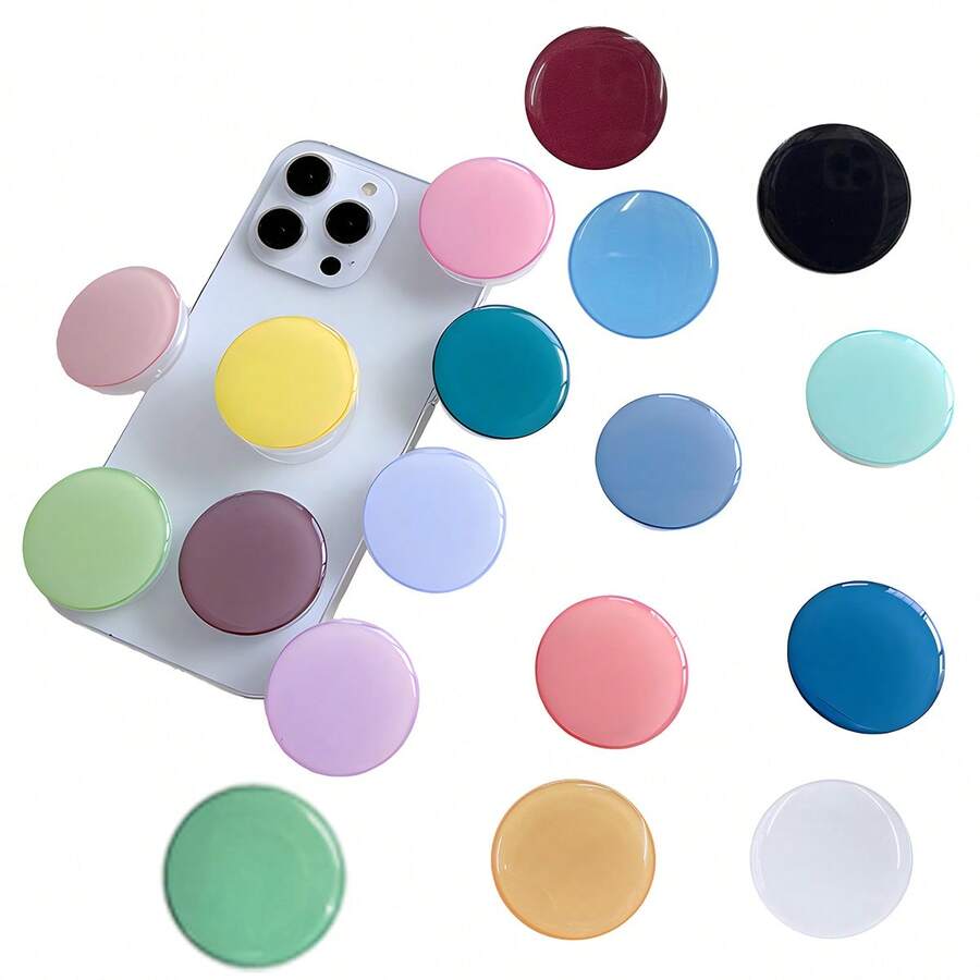 1 pieza Agarre y soporte de teléfono circular multifuncional plegable y expandible de color macarrón, soporte de 2 en 1 plegable creativo, soporte de teléfono casual adecuado para teléfonos inteligentes y tabletas - Multicolor - Ver 1