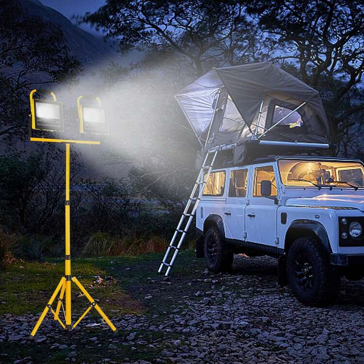 LILIIN Telescopic Tripod Floodlight, Yellow, Floodlight Construction Spotlight Tripod For LED Spotlights Halogen Spotlights, 50-150cm, - Yellow - View 6