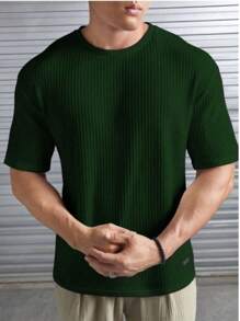 Kit 2 Oversized Casual Basic Plain Straight T-Shirt Black/Multicolor - 軍綠色 - 查看 2