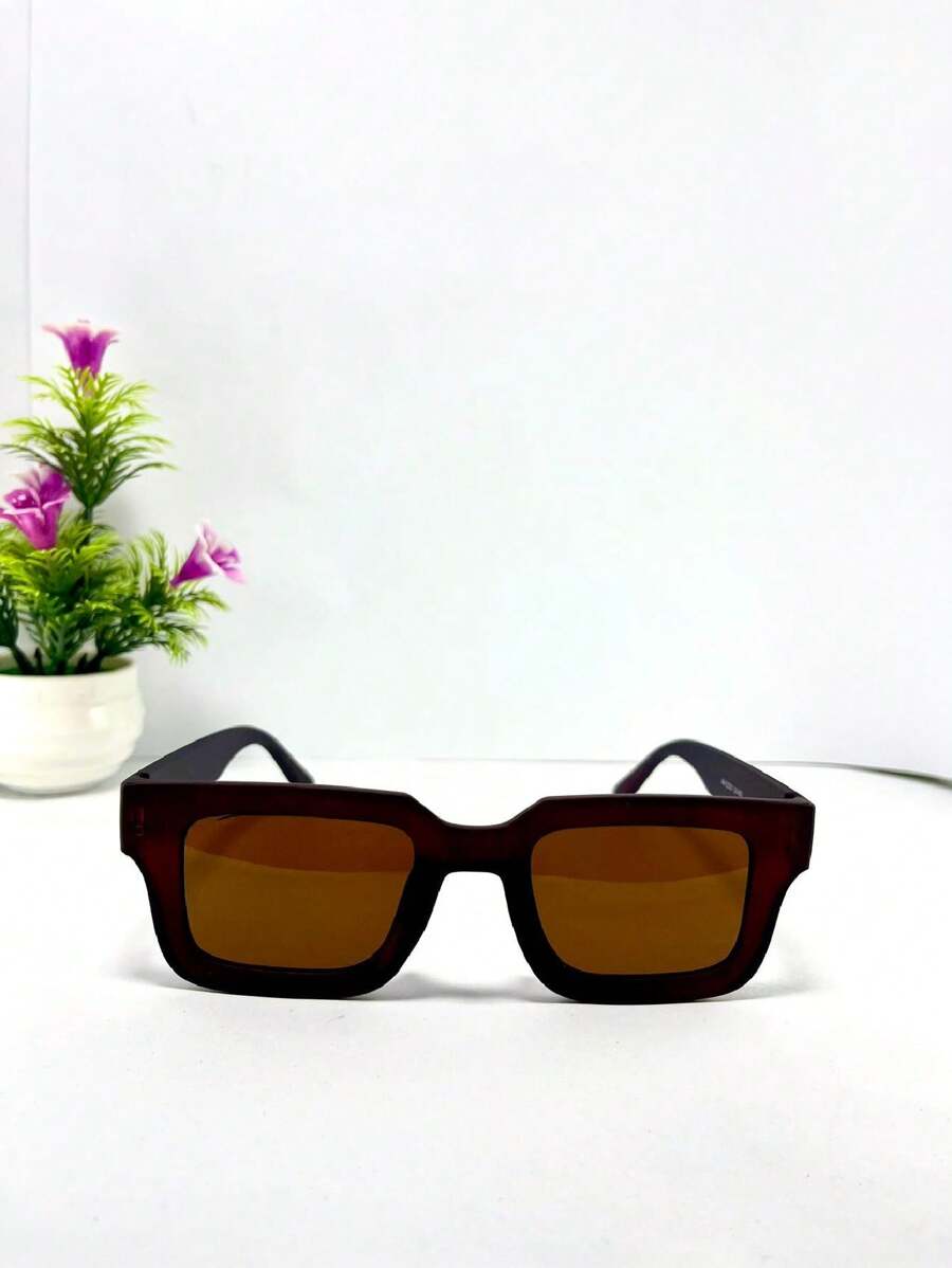 Retro Vintage Small Square Rectangle 90s Y2K For Women Aesthetic - màu nâu - Xem 1