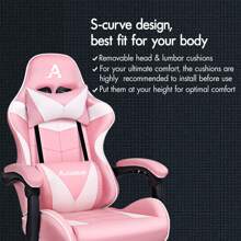 ALFORDSON Video Game Chair, Ergonomic Office Chair, Massage Racing Chair, Retractable Footrest, PU Leather, Height Adjustable And Tilt, 180kg Load Capacity - Pink - View 3