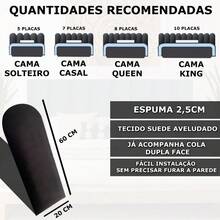 Complete Headboard Kit For Double Bed With 7 Cloud Modules 60x20cm - Immediate Shipping - màu đen - Xem 2