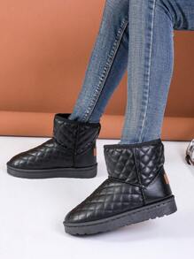 Damen bestickte rutschfeste Knöchel Schneestiefel, dick wärmend gefüttert, vielseitiger Schaftdesign,