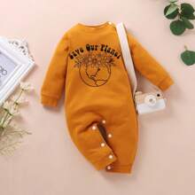 New Autumn Cute Letter Print Long Sleeve Yellow Baby Romper Jumpsuit