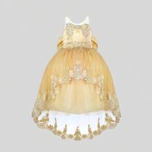 Vestido de Niña Modelo Andrea - Maylin - Largo- Fiesta - Dorado - Ver 1