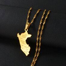 1pc Peru Map Wity City Name Pendant Necklaces For Women Men Gold Color/Silver Color Map Of Peru Jewelry Peruvian - Multicolor - View 9