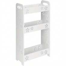 Bathroom Storage 3 Tier Narrow Storage Unit Carved Floating Shower Storage Rack Wall Mount 60x35 X13.5cm Storage Rack Free-Standing Shelves For Bathroom Living Room - White - View 1