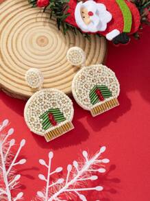 1pair Christmas Star & Christmas Tree Beaded Earrings - Multicolor - View 5