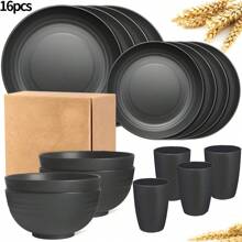 16/32pcs Tableware Set, Include Plates, Bowls And Cups, For Home Family Day Camping Picnic Party, Kitchen Supplies, Dinnerware Accessories