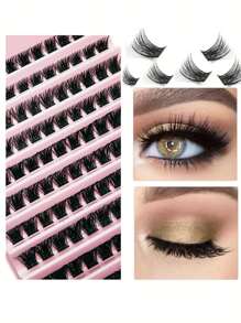 Two Boxes (120+120cluster) Of Clustered Eyelashes 8-16mm, Bundled Personal Eyelashes With Natural Appearance Extension, D-Roll Fluffy Clustered DIY Eyelashes
