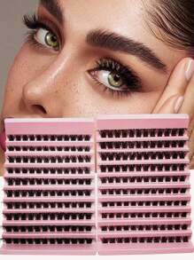Two Boxes (120+120cluster) Of Clustered Eyelashes 8-16mm, Bundled Personal Eyelashes With Natural Appearance Extension, D-Roll Fluffy Clustered DIY Eyelashes