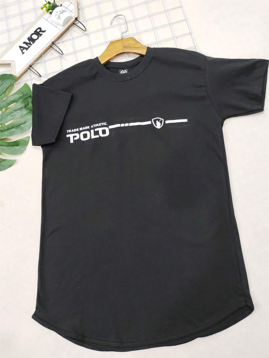 Long Line Cotton T-Shirt - màu đen - Xem 1