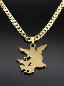 St. Michael Protect Us Stainless Steel Pendant Necklace, Unisex Gold Color Chain - Star - View 5
