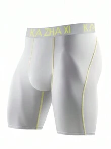 6 piezas Ropa interior larga de unicolor para hombres, bóxer con cintura de colores contrastantes, versátil y cómodo para hacer deporte y evitar roce