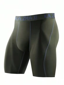 6 piezas Ropa interior larga de unicolor para hombres, bóxer con cintura de colores contrastantes, versátil y cómodo para hacer deporte y evitar roce