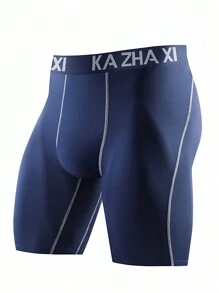 6 piezas Ropa interior larga de unicolor para hombres, bóxer con cintura de colores contrastantes, versátil y cómodo para hacer deporte y evitar roce