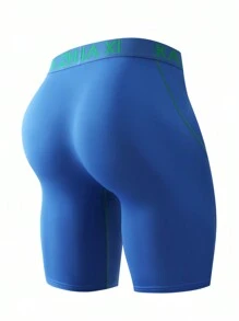 6 piezas Ropa interior larga de unicolor para hombres, bóxer con cintura de colores contrastantes, versátil y cómodo para hacer deporte y evitar roce