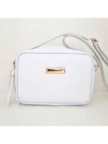 Women's Square Bag With Plain Crossbody Strap With Metal - 白色 - 查看 3