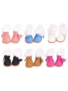 1 paire de bottes d'hiver de 18 pouces pour poupée American Girl, bottes à capuche en peluche, accessoires de poupée, cadeau, jouet, chaussures de poupée blanches de 18 pouces, bottes pour filles, poupées reborn, chaussures de 18 pouces, jouets de bottes