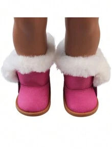 1 paire de bottes d'hiver de 18 pouces pour poupée American Girl, bottes à capuche en peluche, accessoires de poupée, cadeau, jouet, chaussures de poupée blanches de 18 pouces, bottes pour filles, poupées reborn, chaussures de 18 pouces, jouets de bottes
