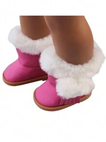 1 paire de bottes d'hiver de 18 pouces pour poupée American Girl, bottes à capuche en peluche, accessoires de poupée, cadeau, jouet, chaussures de poupée blanches de 18 pouces, bottes pour filles, poupées reborn, chaussures de 18 pouces, jouets de bottes