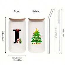 1 chiếc cốc thủy tinh mờ 16oz dùng cho Giáng sinh có in chữ 3D, nắp tre và ống hút, thích hợp đựng đồ uống đá, cà phê đá, quà tặng Giáng sinh cho gia đình và bạn bè - Nhiều màu - Xem 13