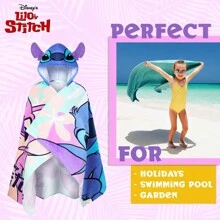 Disney Stitch Bath Towel Hood & Absorbent Changing Robe Poncho Swimming Shower Beach Holiday Essentials - Multicolor - View 3