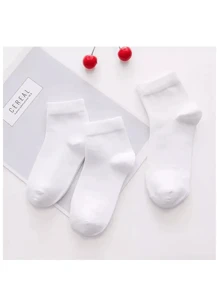 6 Pairs Of White Children's Socks Mid-Calf Unisex School Socks For Everyday Use - trắng - Xem 4