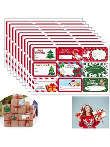 10 件装圣诞节节日装饰礼品系列不干胶贴纸礼品标签 - 彩色 - 查看 1