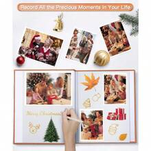 1pc Photo Album 4x6 5x7 8x10in Self Adhesive Scrapbook Album For Pictures DIY Photo Book,Metal Pen And Scraper Birthday Gifts For Women Mom,Wedding Baby Family Travel, - 橘色 - 查看 4