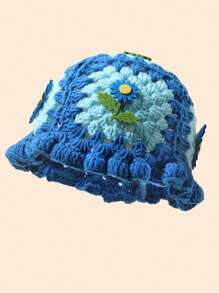 One Fashionable Crochet Hat With 3D Sunflower Flower Embellishment