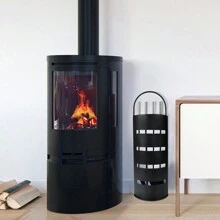 YUENFONG Fireplace Tools Stainless Steel 5-Piece Modern Fireplace Accessory Set Fireplace Set Including Broom, Shovel, Poker, Tongs And Stand With Privacy Screen, Silver/Black - Black - View 8