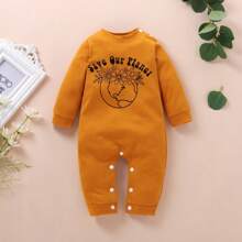 New Autumn Cute Letter Print Long Sleeve Yellow Baby Romper Jumpsuit