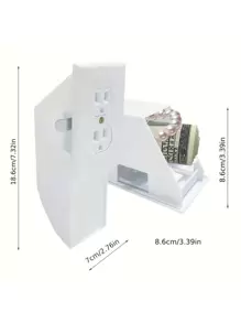 1 pieza Caja de seguridad divertida de plástico para enchufe de pared, compartimento oculto impermeable para guardar dinero y joyas, caja de seguridad del enchufe oculta, sin necesidad de energía, caja de almacenamiento de llaves de toma falsa, caja organizadora, segura, escondite secreto para dinero - Blanco - Ver 3