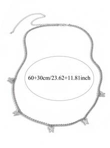 Fashionable & Sexy Butterfly Shaped Rhinestone Pendant Single Row Waist Chain/Belly Chain For Women - Butterfly Pendant-silver - View 5